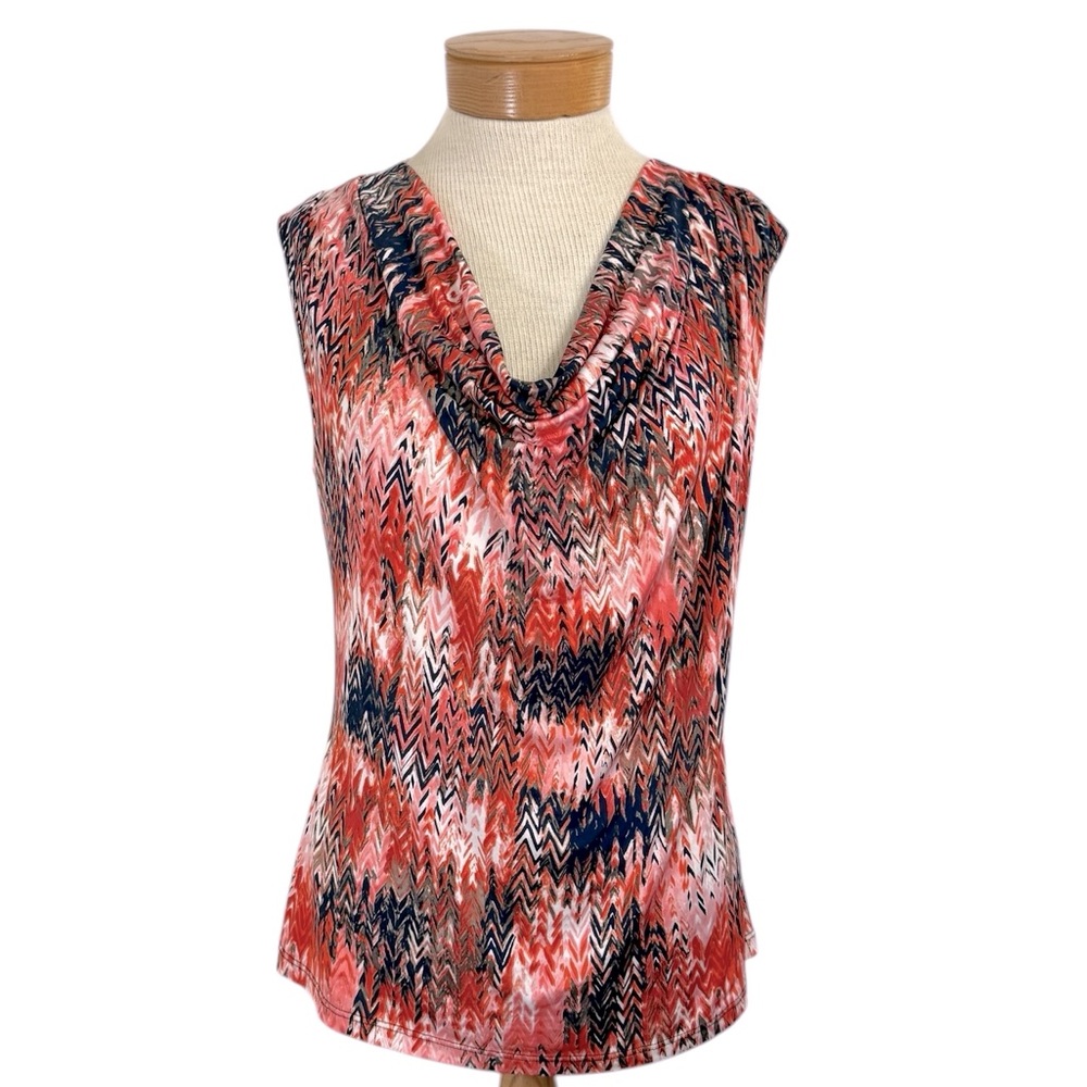 Jennie & Marlis Large Multicolor Sleeveless Drape Neck Top